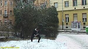 Redhead BBW MILF Squats and Pees in Public Outdoor Fetish Show