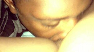 raw tongue dives into juicy pregnant chocolate pussy