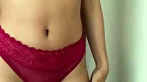 Pretty petite teen in skirt dances panties aside fingering pussy to orgasm toys