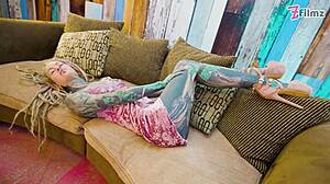 Sexy Alt Dreadhead Goth Rides Cock With Ass To Mouth Action