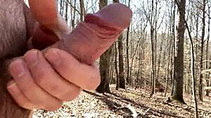 Clitlicker662 flashes hairy pussy clit outdoors public forest voyeur