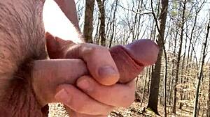 Clitlicker662 flashes hairy pussy clit outdoors public forest voyeur