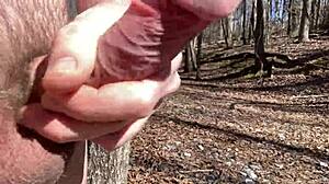Clitlicker662 flashes hairy pussy clit outdoors public forest voyeur