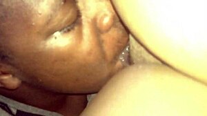 raw tongue dives into juicy pregnant chocolate pussy