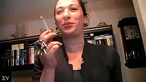 Bdsm slave punished smoking on belly as human carpet with dirty feet humiliation