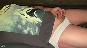 guy pisses all over small cock jaws