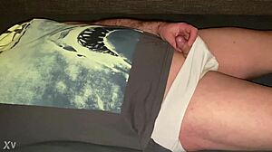 guy pisses all over small cock jaws