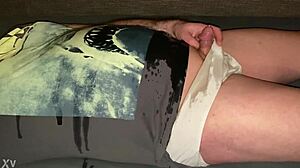 guy pisses all over small cock jaws