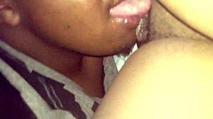 raw tongue dives into juicy pregnant chocolate pussy