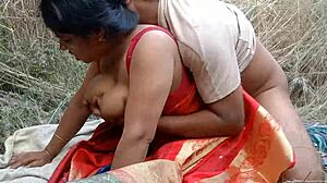 bangladeshi wife rides cock cowgirl in field after dirty blowjob