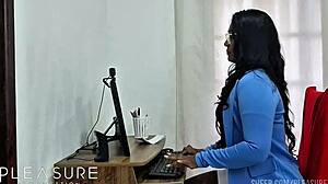 i need to relax after work... this hot secretary milf craves big cock massage and creampie