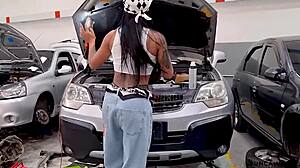 athletic latina worships his huge cock balls deep after car breakdown roadside
