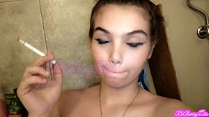 girl smokes chill in the tub