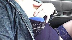 sexy milf frina pulls over fingers her wet pussy to massive roadside orgasm