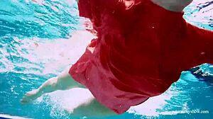 Sexy tight teen Avenna swims nude underwater pool twat!