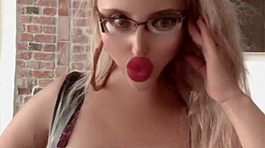 worship sissy's bimbo lips glasses nails in femdom joi!
