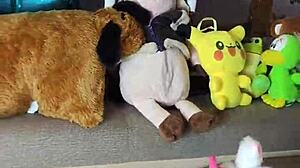 blue hair fairy fuckdoll skinny blue eyes cum mouth beach blowjob pussy pounding