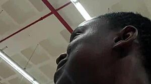 Nigerian babe masturbates wildly in mall bathroom after shopping tease