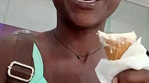 Nigerian babe masturbates wildly in mall bathroom after shopping tease