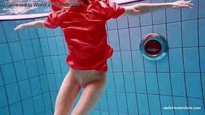 Sexy tight teen Avenna swims nude underwater pool twat!