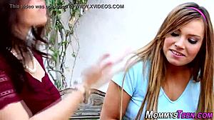 stepmom catches lez teen rubbing her first time outdoors