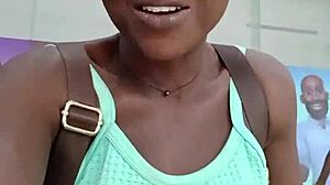 Nigerian babe masturbates wildly in mall bathroom after shopping tease