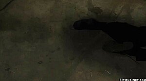 Latex femdom pegs bound masked man's ass deep