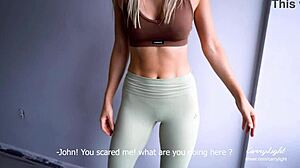 stepmom catches son jerking and squirts on his cock while hubby's home