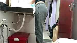 CAUGHT! MAID BENT OVER BATHROOM SINK BIG ASS RIPPED CLOTHES BLACKMAILED DOGGY CREAMPIE!