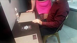 detailed scene shows hot amateur milf sitting in miniskirt and skirt