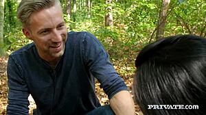 Private.com hot brunette petite rides huge cock cowgirl creampie