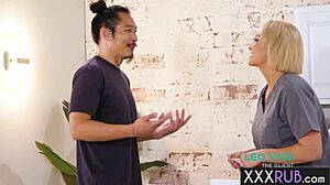 curvy blonde milf ryan keely massages then takes rough pussy pounding