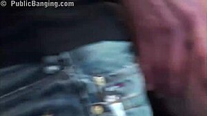 Big tits Stella Fox bent over for public threesome pounding on subway!