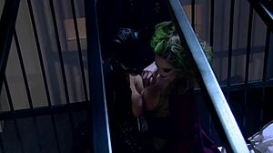 Jennifer Dark's Katwoman Prowls Prison Cage 3-Way!