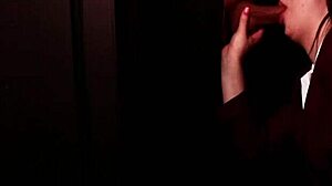 Innocent student deepthroats and swallows at gloryhole cum fest