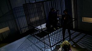 Jennifer Dark's Katwoman Prowls Prison Cage 3-Way!