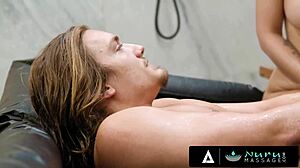 Busty Milf Elizabeth Skylar Rides Stepson's Cock Cowgirl Missionary In Oily Nuru Massage