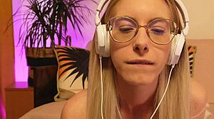 stroke your cock staring at my glasses braces face