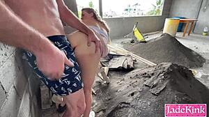 Horny Couple Fucks Outdoor Construction Site Creampie