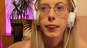 stroke your cock staring at my glasses braces face