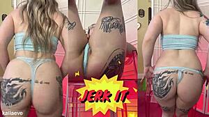 blonde goddess teases spreads ass pussy tattooed body pumps cum