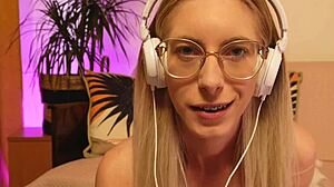 stroke your cock staring at my glasses braces face