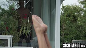 horny big ass milf gives passion footjob before hot pussy fucking