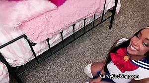 Cosplay sparks anal frenzy with curvy ebony big-tit bombshell