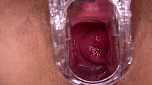 sara luvv spreads wide with speculum close up