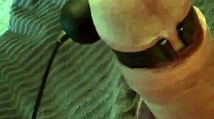 hands-free vibrator edges to massive toy cumshot explosion