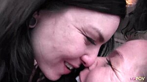 two horny mature lesbians seduce and fuck a naive college girl right by the window