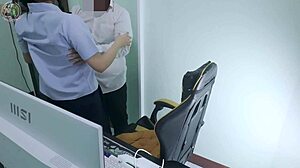 thai schoolgirl gets pounded loud by senior at computer