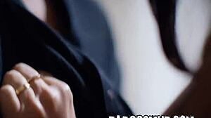 cheating brunette wife fucks husband's stepbrother rough while chatting on phone interracial bbc