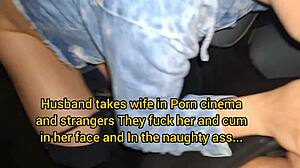 took my wife to porn cinema, strangers fucked her with multiple cumshots??